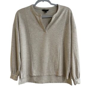 Banana Republic Beige Relaxed Drape Split Neck Pullover Top Size XS